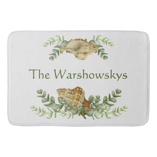 Greenery Seashell Nautical Cream Muscheln Küste 3 Badematte (Vorderseite)