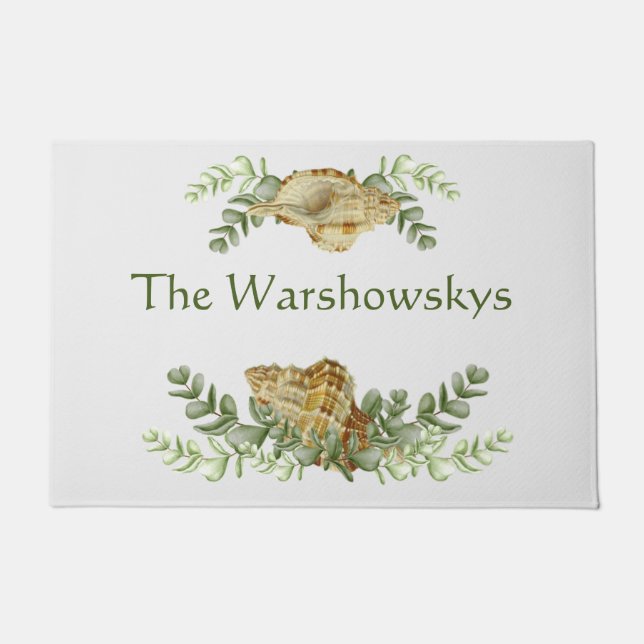 Greenery Seashell Nautical Cream Muscheln Küste 3 Fußmatte (Vorderseite)