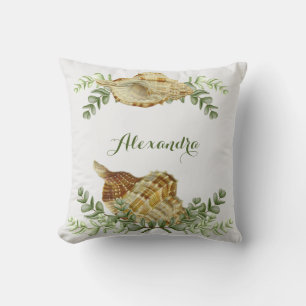 Greenery Seashell Nautical Cream Muscheln Küste Kissen