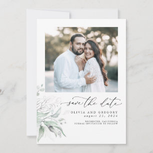 Greenery Silver Blätter Boho Save the Date Foto