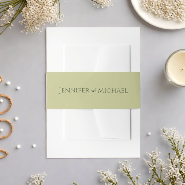 Greenery Simple Elegant Wedding Einladungsbanderole (Greenery Simple Elegant Wedding Invitation Belly Band)