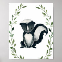 Greenery Skunk Woodland Animals Kinderzimmer Wall 