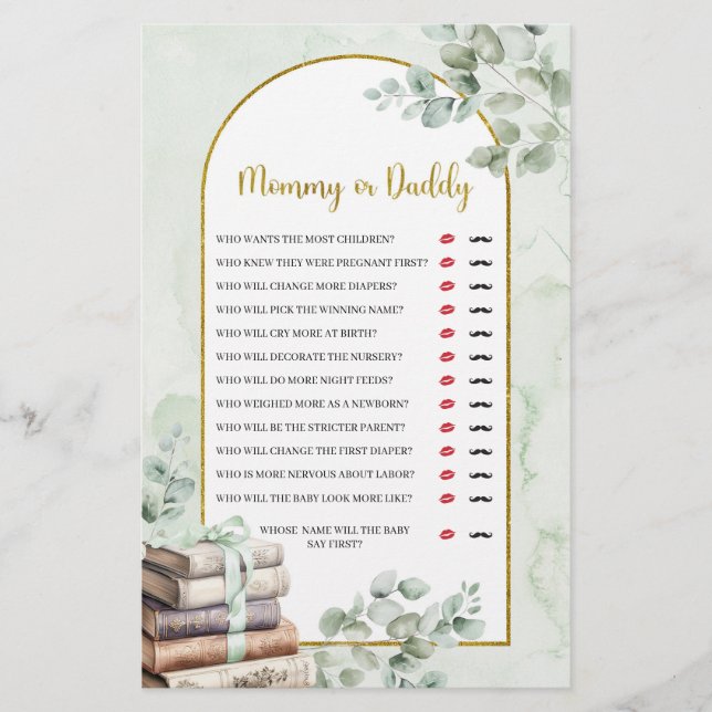 Greenery Storybook Mommy oder Daddy Games (Vorderseite)