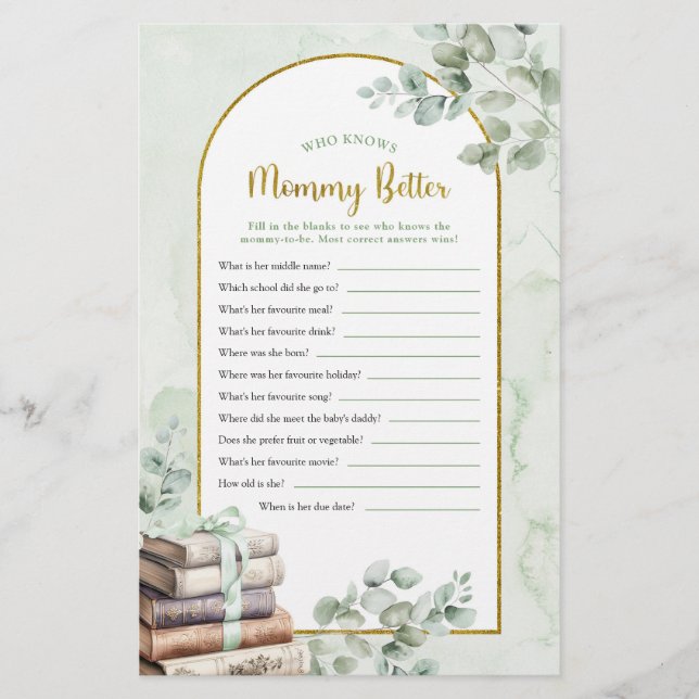 Greenery Storybook Wer Mommy Better Games kennt (Vorderseite)