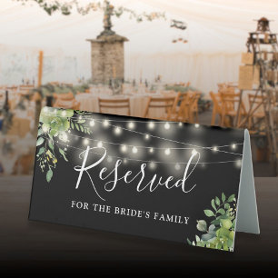 Greenery String Lights Black Wedding vorbehalten Tischaufsteller