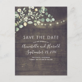 Greenery String Lights Rustikal Save the Date Ankündigungspostkarte