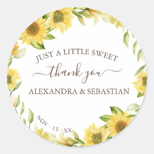 Greenery Sunflower Wedding Vielen Dank Runder Aufkleber