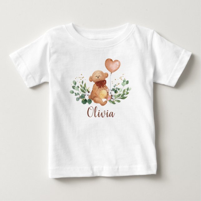 Greenery Teddy Bear Baby Bear Brown Balloon T-shirt (Vorderseite)