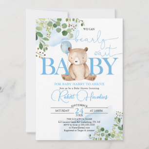 Greenery Teddy Bear Balloon Baby Shower Einladung