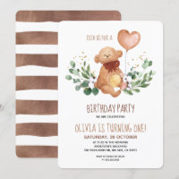 Greenery Teddy Bear Bearly Wait Baby Birthday