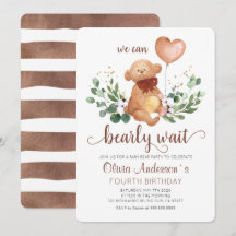 Greenery Teddy Bear Bearly Wait Baby Birthday