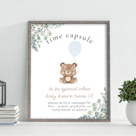 Greenery Teddy Bear Erste Geburtstagszeit Kapsel Poster
