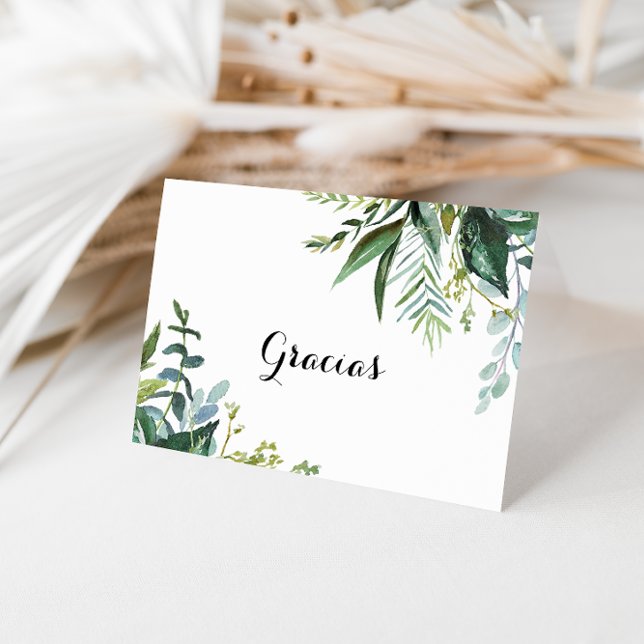 Greenery Tropical Folded Wedding Gracias Card Dankeskarte (Von Creator hochgeladen)