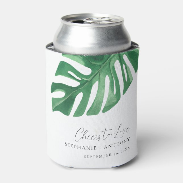Greenery Tropical Monstera Blätter Summer Wedding Dosenkühler (Kanne Vorderseite)