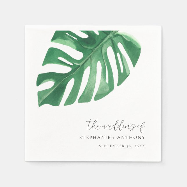 Greenery Tropical Monstera Blätter Summer Wedding Serviette (Vorderseite)