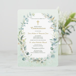 Greenery Twin Communion Template Einladung