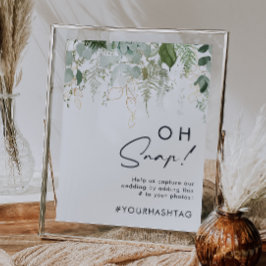 Greenery und Gold Leaf Oh Snap Hashtag Poster