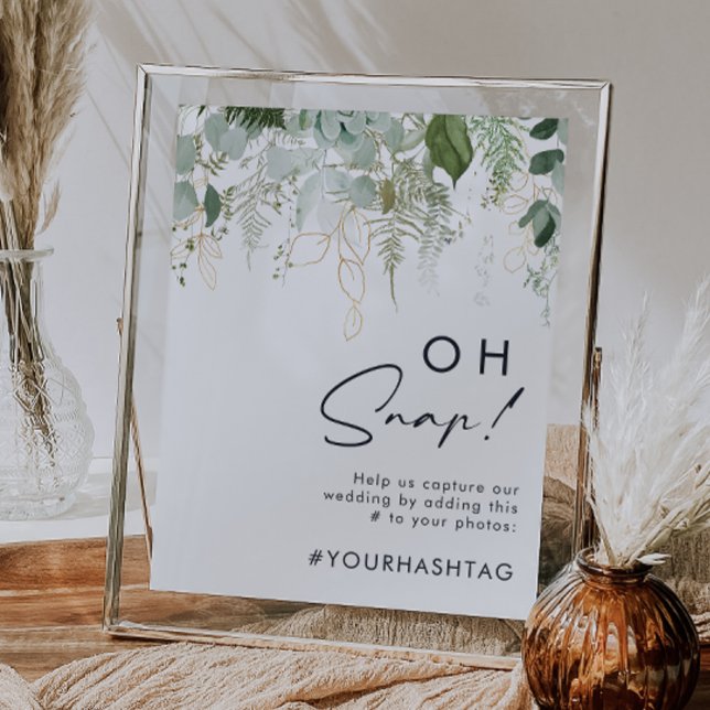 Greenery und Gold Leaf Oh Snap Hashtag Poster (Von Creator hochgeladen)