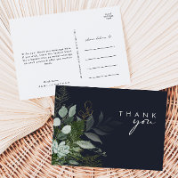 Greenery und Gold Leaf Script Dark Navy Vielen Dan