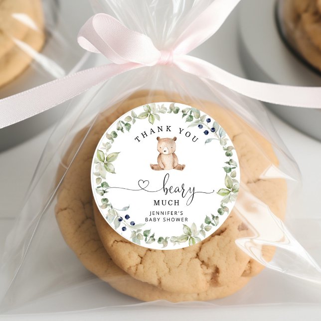 Greenery Vielen Dank beary Runder Aufkleber (Von Creator hochgeladen)