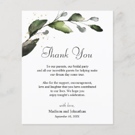 Greenery Vielen Dank für Ihre Hochzeitsempfangskar