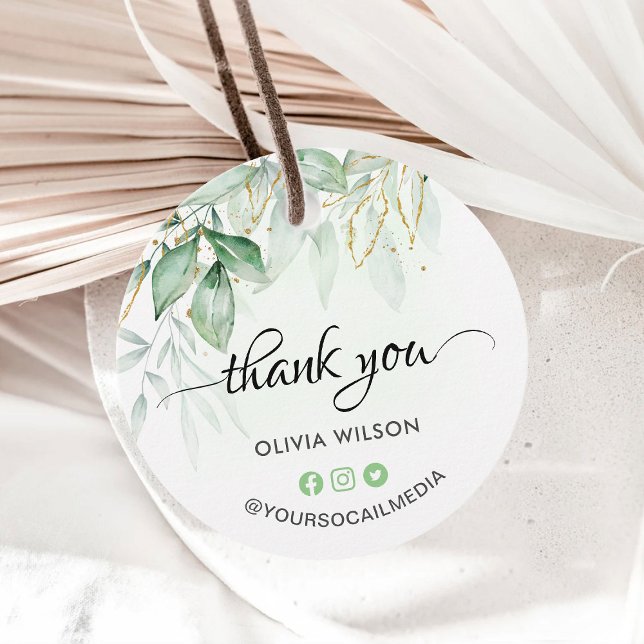 Greenery Vielen Dank Geschenkanhänger (Von Creator hochgeladen)