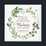 Greenery Watercolor Baby Shower Gastgeschenk Magnet<br><div class="desc">Das Design besteht aus Aquarellblättern,  die botanische Blätter aus Blattblättern und Pflanzenblättern. Sie können hier einsehen: http://www.zazzle.com/store/selectpartysupplies</div>