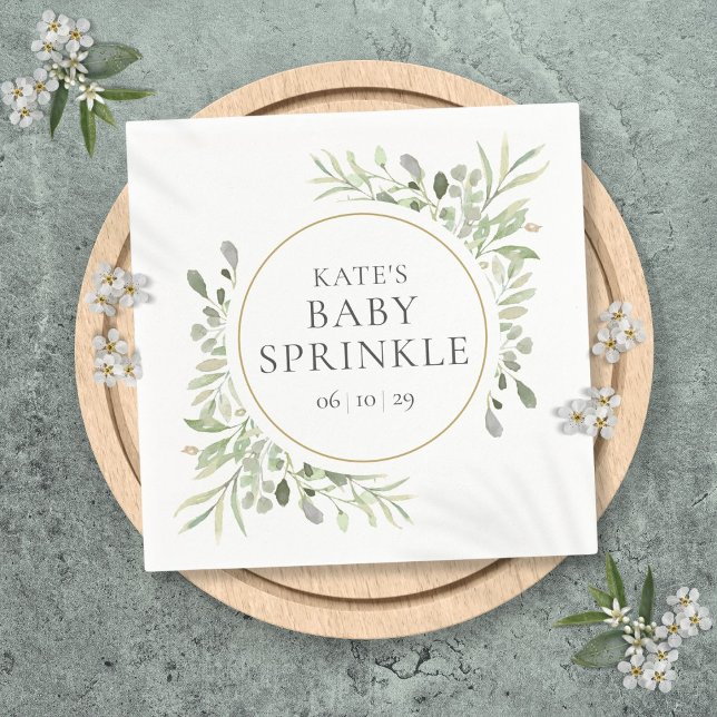 Greenery Watercolor Blätter Kinderdusche Serviette (Greenery Watercolor Leaves Baby Shower Napkins)