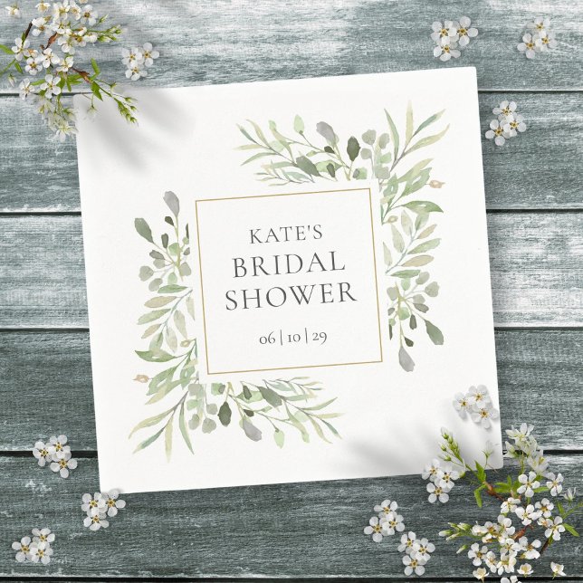 Greenery Watercolor Brautparty Serviette (Greenery Watercolor Bridal Shower Napkins)