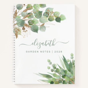 Greenery Watercolor Personalized Monogram Notizbuch