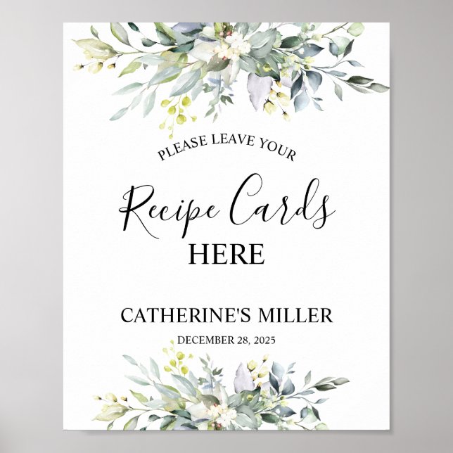 Greenery Watercolor Rezeption Brautparty Poster (Vorne)