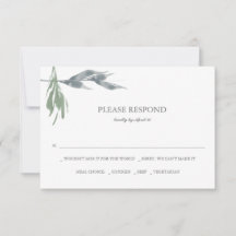Greenery Watercolor RSVP Karten