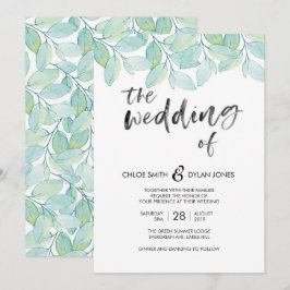 Greenery Watercolor Sommerhochzeit Einladung