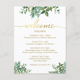 Greenery Watercolor Wedding Itinerary Gold Script Begleitkarte