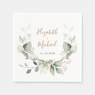 Greenery Watercolor Wedding Serviette