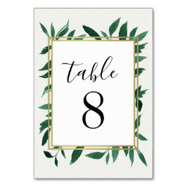 Greenery Watercolor Wedding Tischnummer Cards