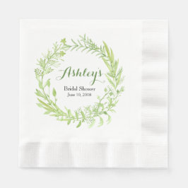 Greenery Watercolor Wreath Brautparty Serviette