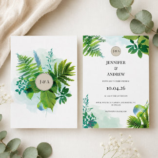 Greenery Wedding Invitation Botanical Watercolor Einladung