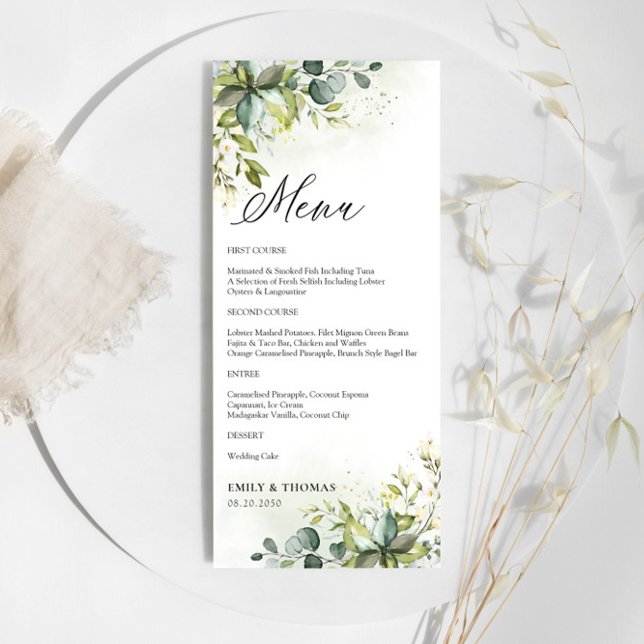Greenery Wedding Menu Menükarte (Von Creator hochgeladen)