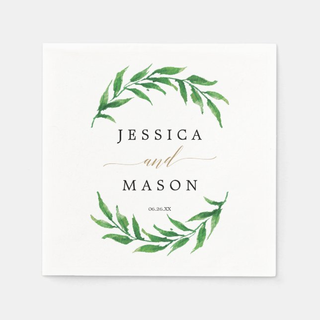 Greenery Wedding Napkin Cocktail Napkin Serviette (Vorderseite)