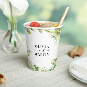 Greenery Wedding Paper Cups Pappbecher