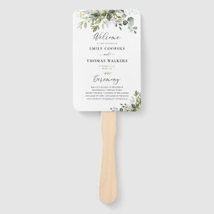 Greenery Wedding Program Hand Fan Fächer