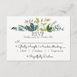 Greenery Wedding RSVP Card Karte