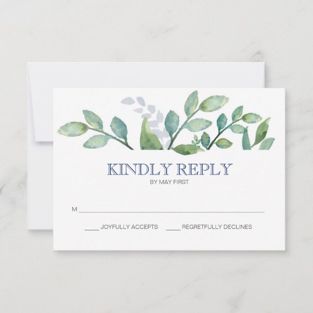 Greenery Wedding RSVP Card Karte (Vorderseite)
