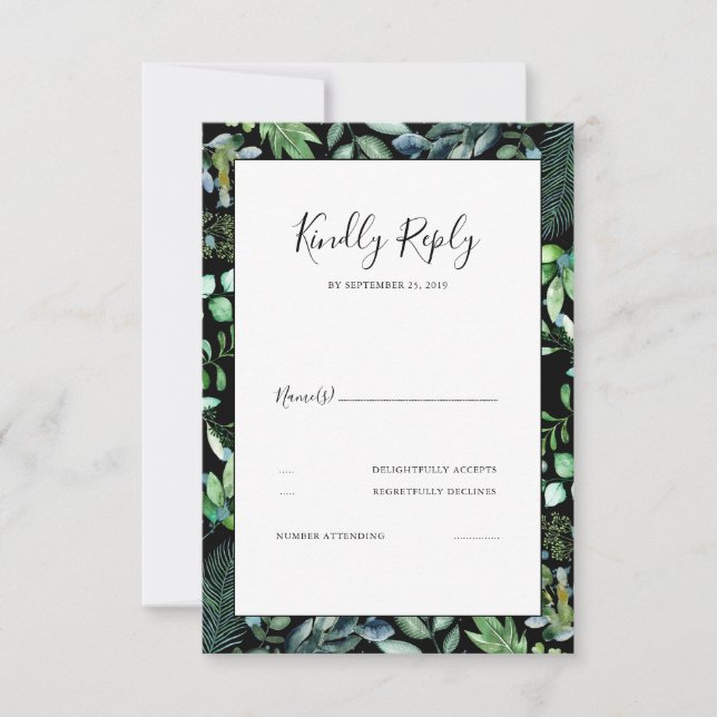 Greenery Wedding RSVP Karte (Vorderseite)
