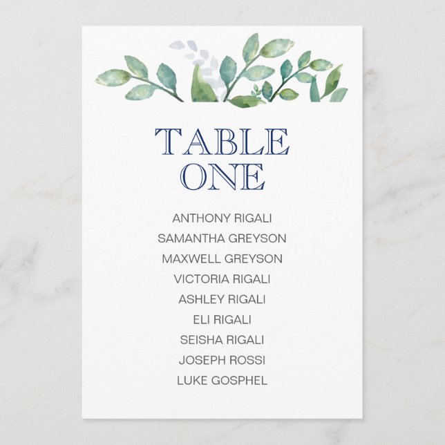GREENERY Wedding Seating Chart, Table Plan Einladung (Vorderseite)