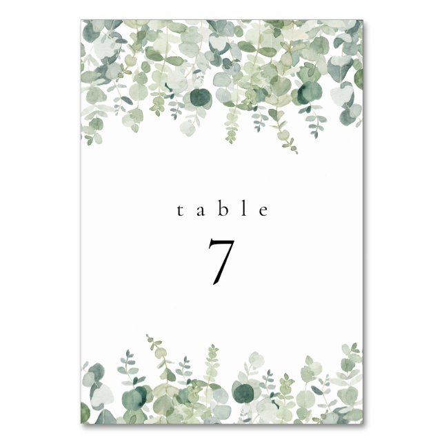 Greenery Wedding Table Cards Tischnummer (Vorderseite)
