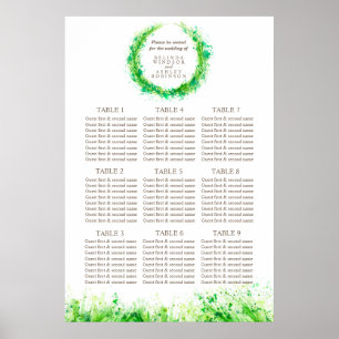 Greenery Wedding Table Planner 1-9 Tische Poster