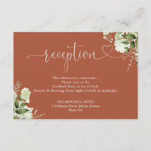 Greenery Wedding Terracotta Herz-Script-Empfang Begleitkarte