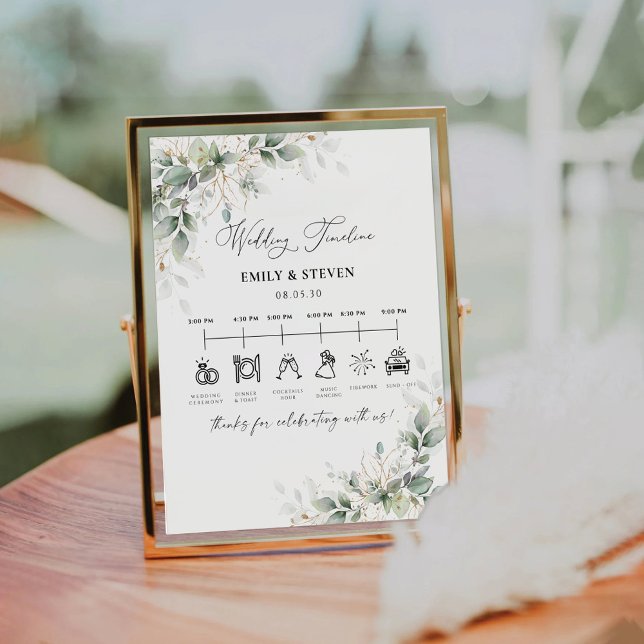 Greenery Wedding Timeline Sign Sockelschild (Von Creator hochgeladen)